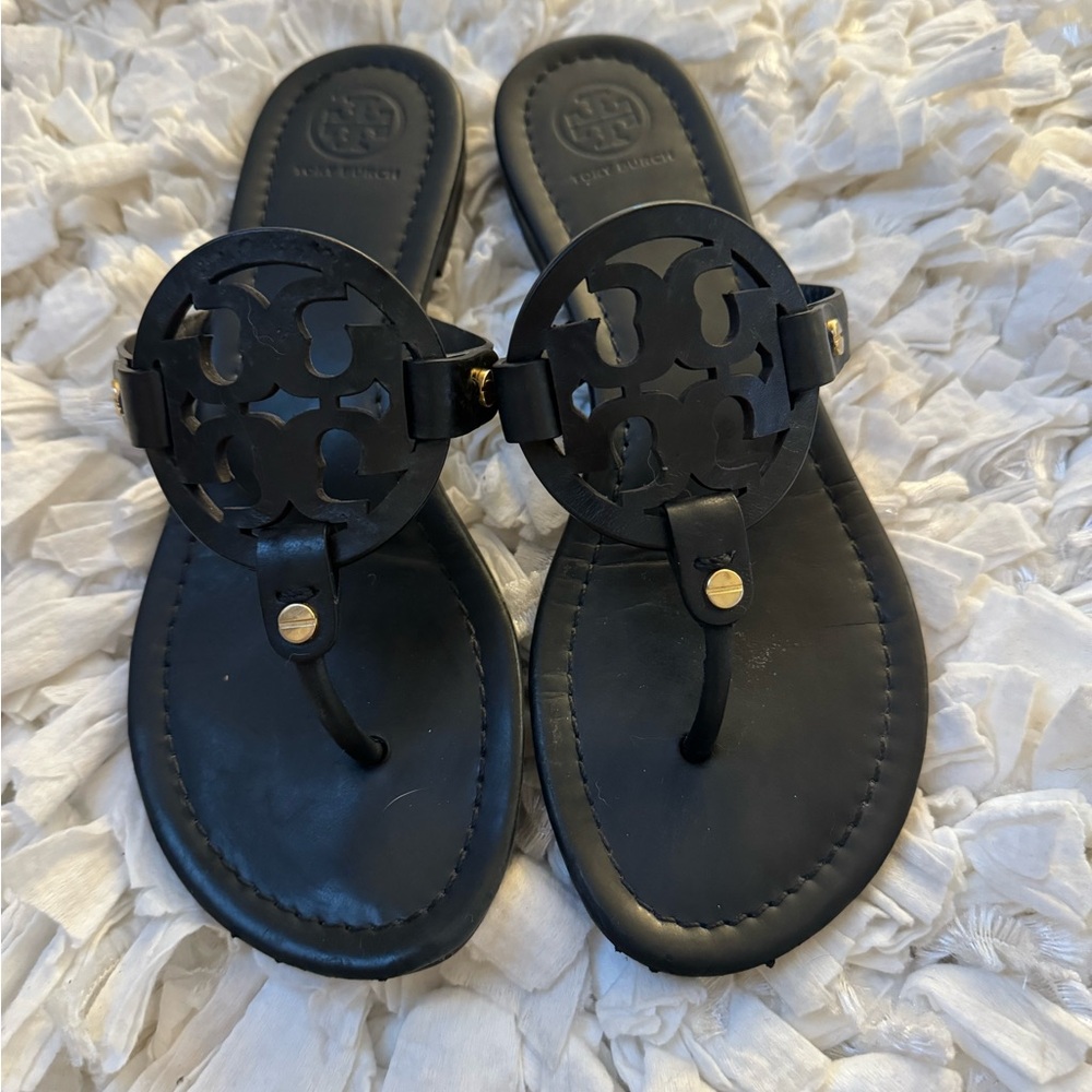 Tory Burch Black Leather Miller Sandals